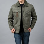 Fur-Collar Sherpa-Lined Suede Jacket