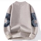 Deer Motif Crew Neck Wool Sweater
