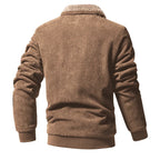 Fleece-Collar Corduroy Zip Jacket