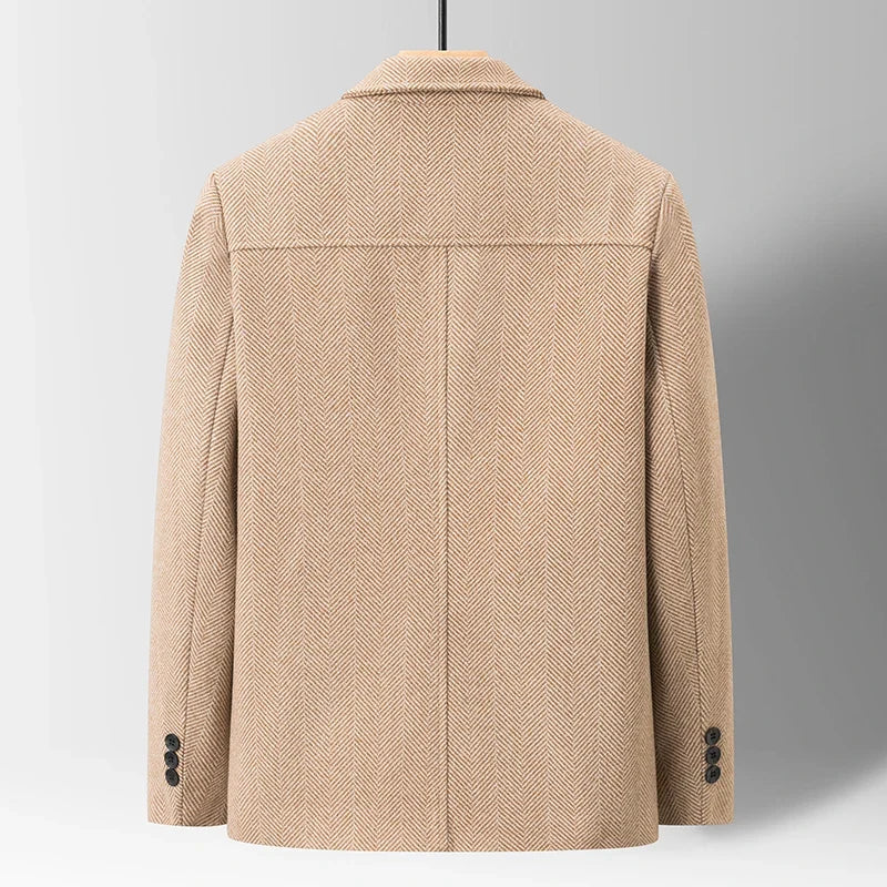 Herringbone Button-Up Wool Jacket