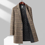 Plaid Mid-Length Wool Overcoat