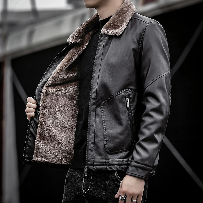 Fur Collar Premium Leather Jacket