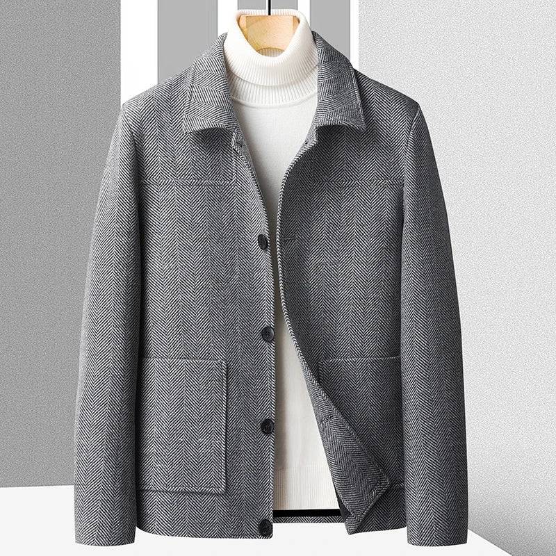 Textured Herringbone Wool Jacket