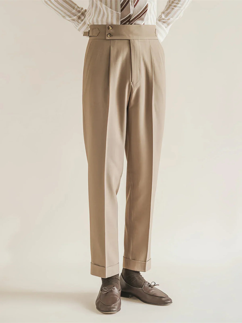 Pleated High Waist Dress Trousers