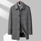 Plaid Turn-Down Collar Wool Coat