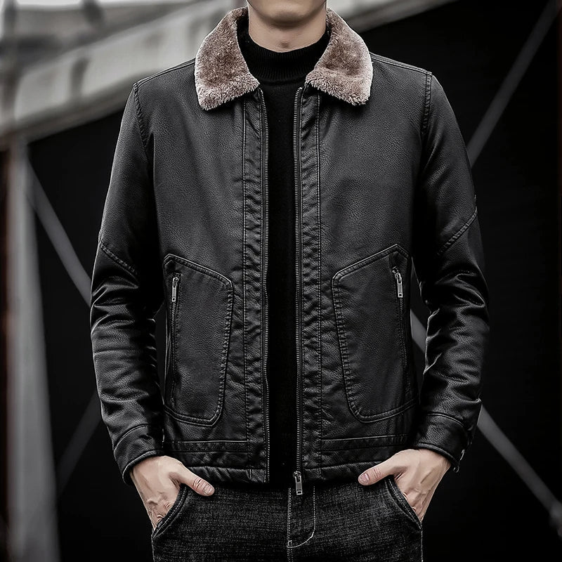 Fur Collar Premium Leather Jacket