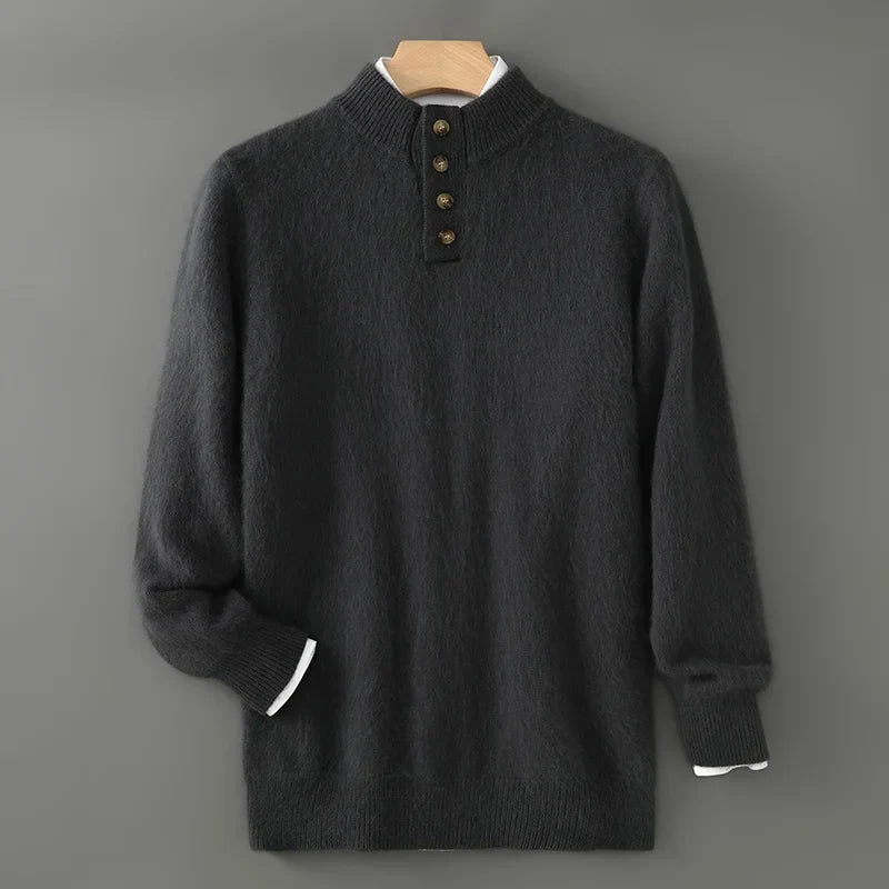 Brushed Wool Button Placket Sweater
