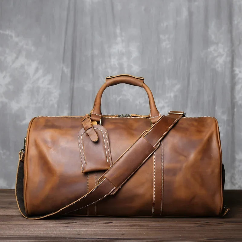 Cowhide Leather Weekender Bag