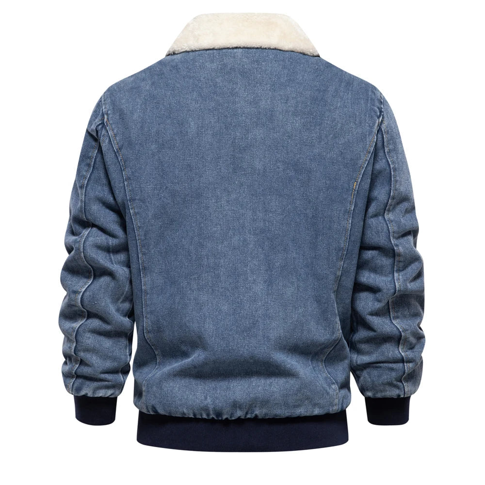 Fleece Lined Rugged Denim Jacket