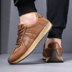 Retro Panel-Stitch Leather Sneakers