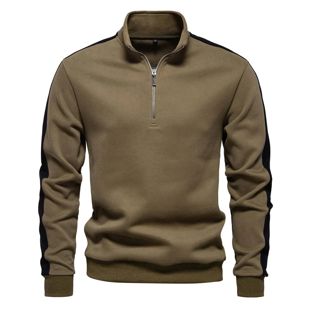Side-Stripe Quarter Zip Sweatshirt