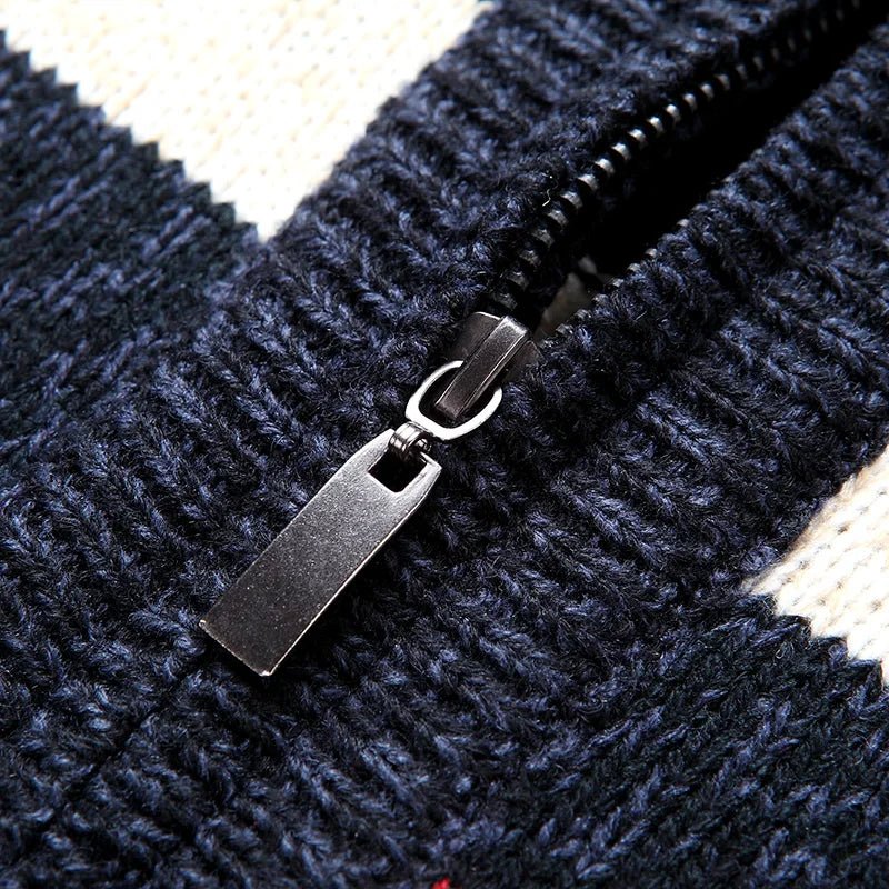 High Collar Striped Wool Sweater