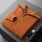 Cable Knit Half-Zip Wool Sweater