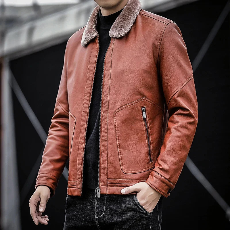 Fur Collar Premium Leather Jacket