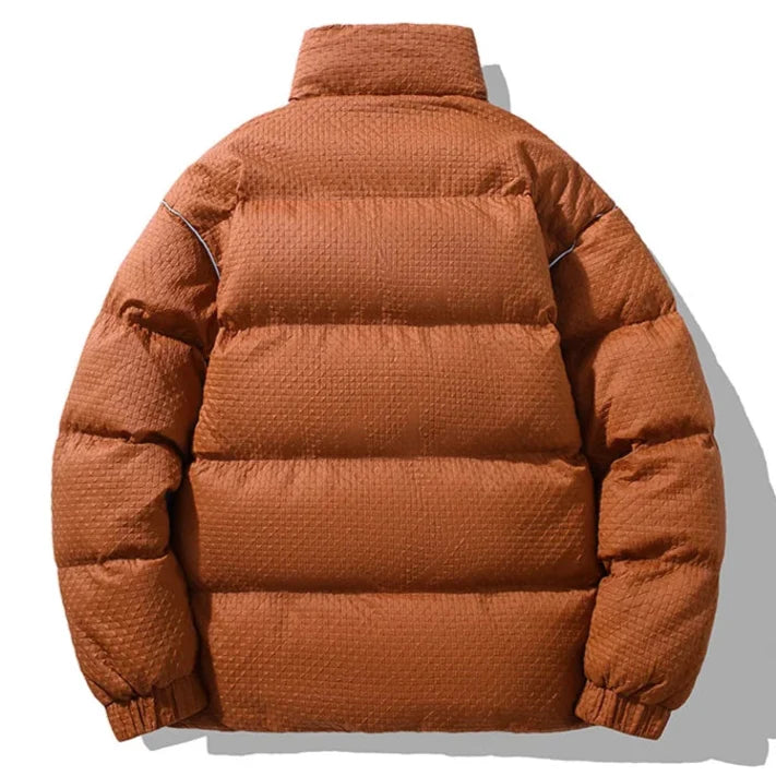 High Collar Textured Puffer Jacket