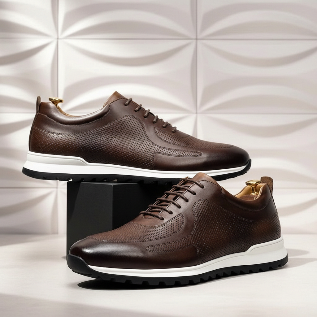 Cushioned Cowhide Comfort Sneakers