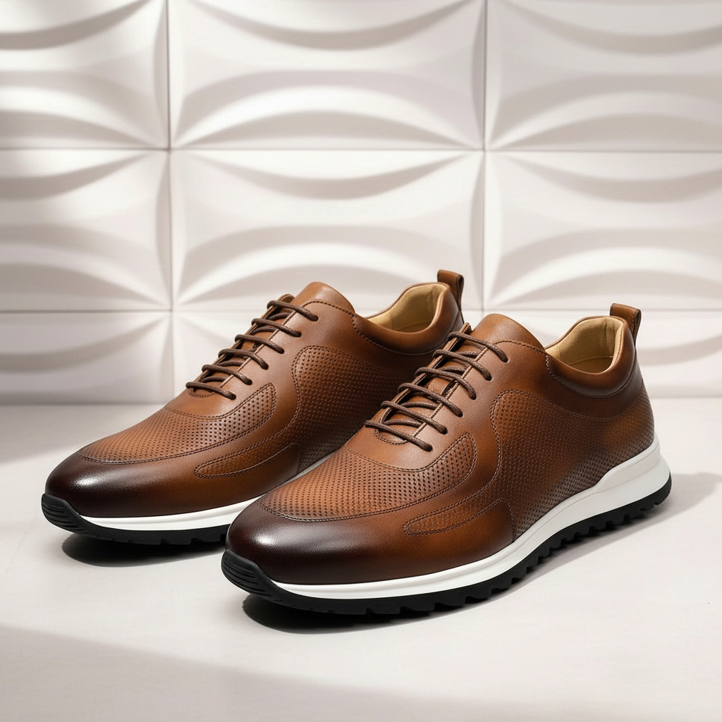 Cushioned Cowhide Comfort Sneakers