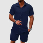 Textured Shirt and Shorts Set