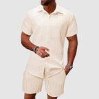 Textured Shirt and Shorts Set