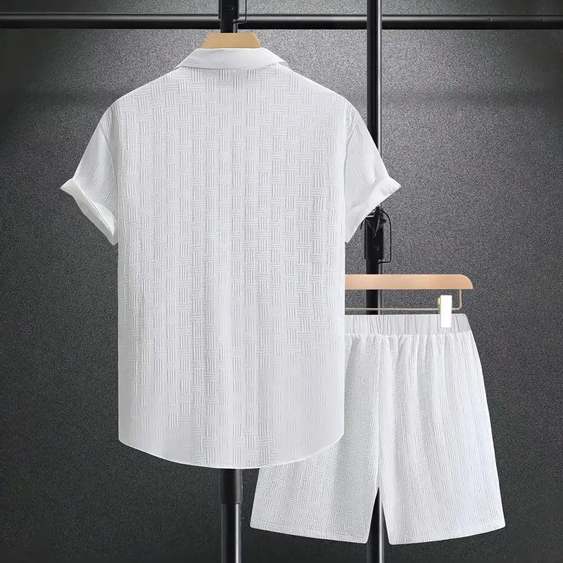 Textured Shirt and Shorts Set