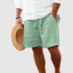 Striped Cotton Drawstring Shorts