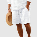 Striped Cotton Drawstring Shorts