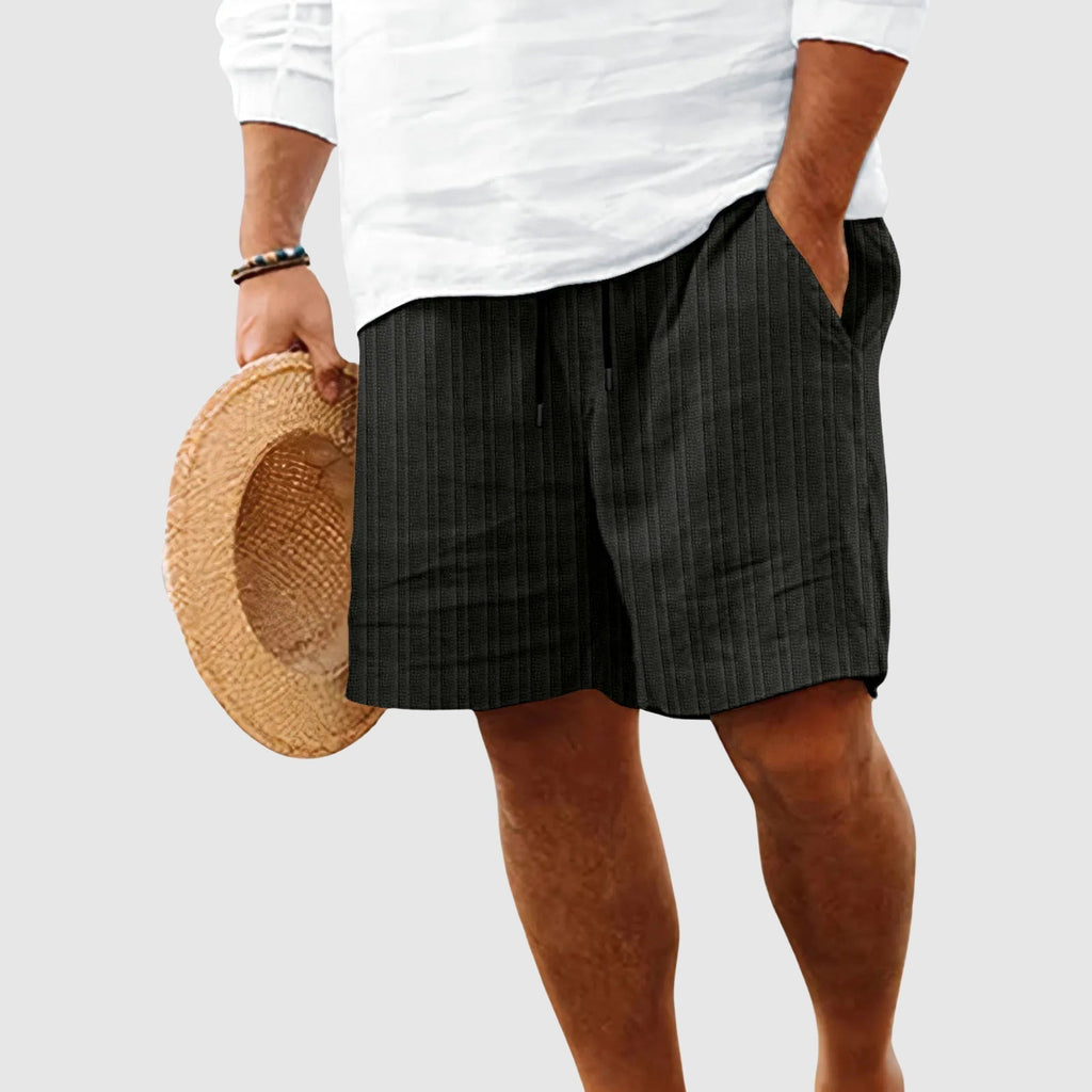 Striped Cotton Drawstring Shorts