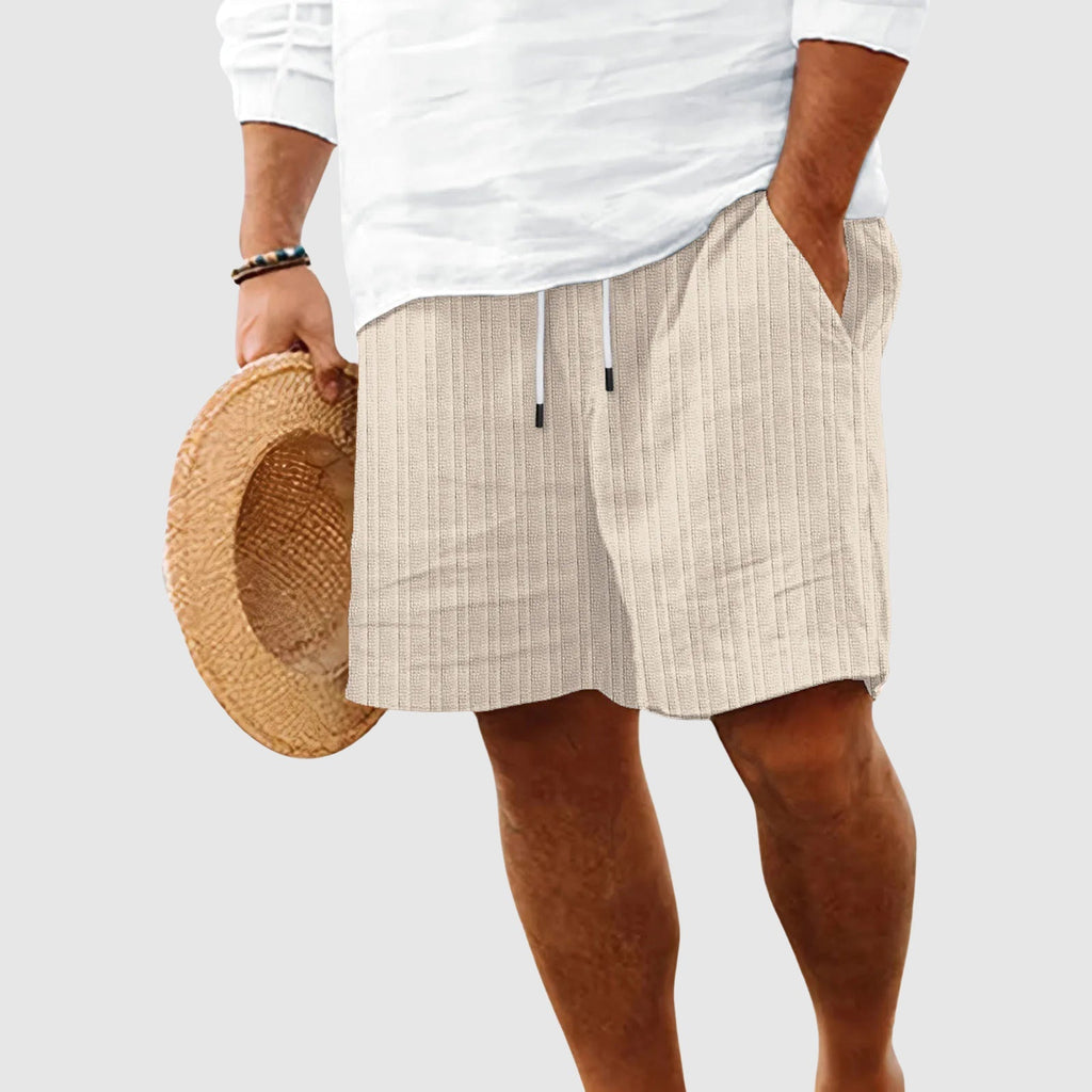 Striped Cotton Drawstring Shorts