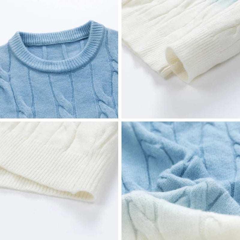 Cable Knit Gradient Wool Sweater