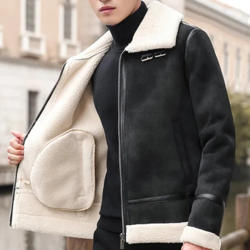Buckle Collar Full-Zip Fleece Jacket