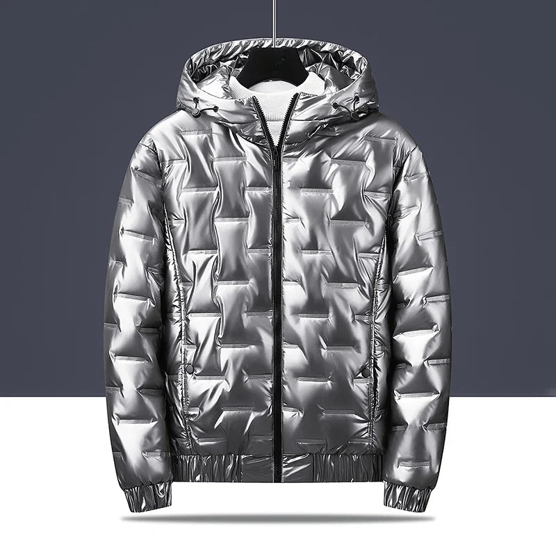 Metallic Quilted Down Puffer Jacket