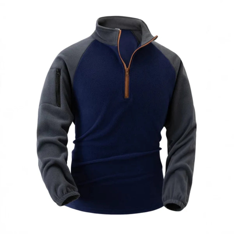 Two-Tone Stand Collar Fleece Pullover