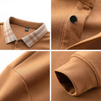 Plaid Collar Textured Polo Sweater