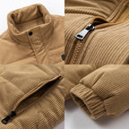 High-Collar Corduroy Puffer Jacket