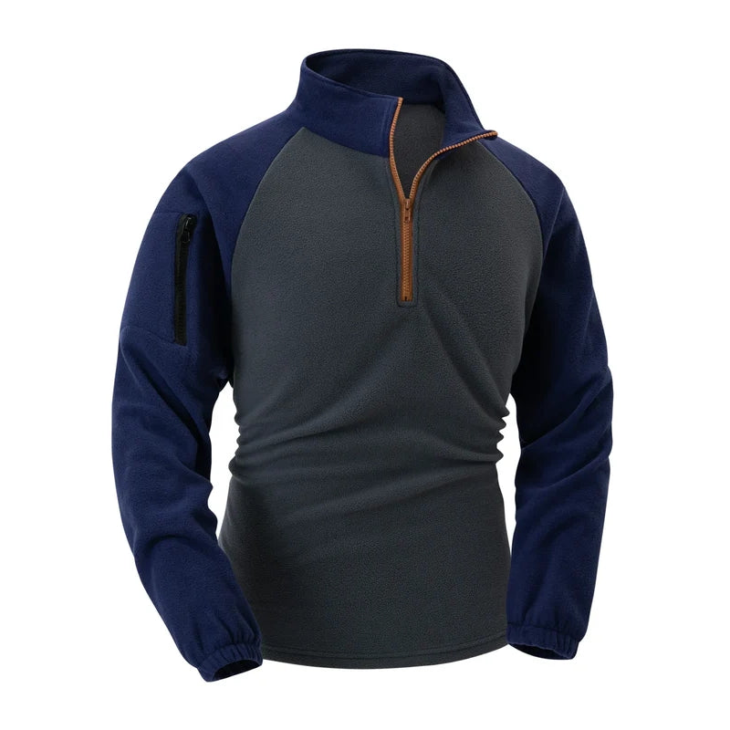 Two-Tone Stand Collar Fleece Pullover