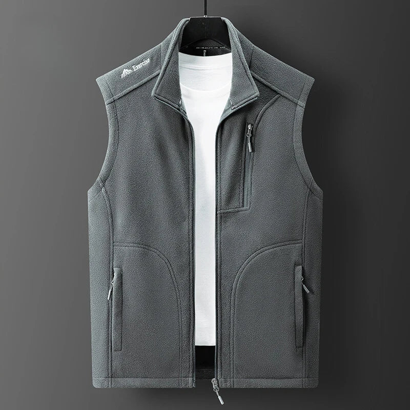 Full-Zip Multi-Pocket Fleece Vest