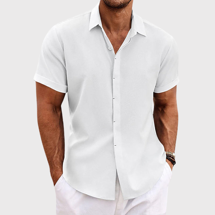 Short-Sleeve Cotton-Linen Shirt