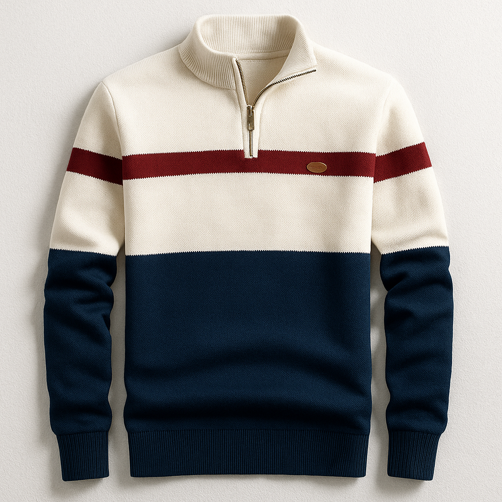 Striped Full-Zip Knit Cardigan