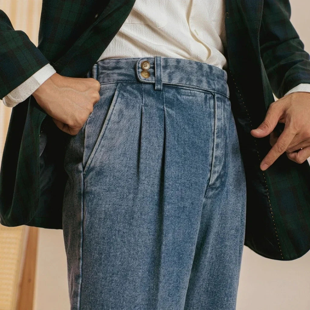 Organic Cotton Pleated Jeans