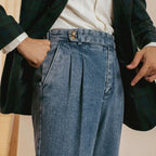 Organic Cotton Pleated Jeans