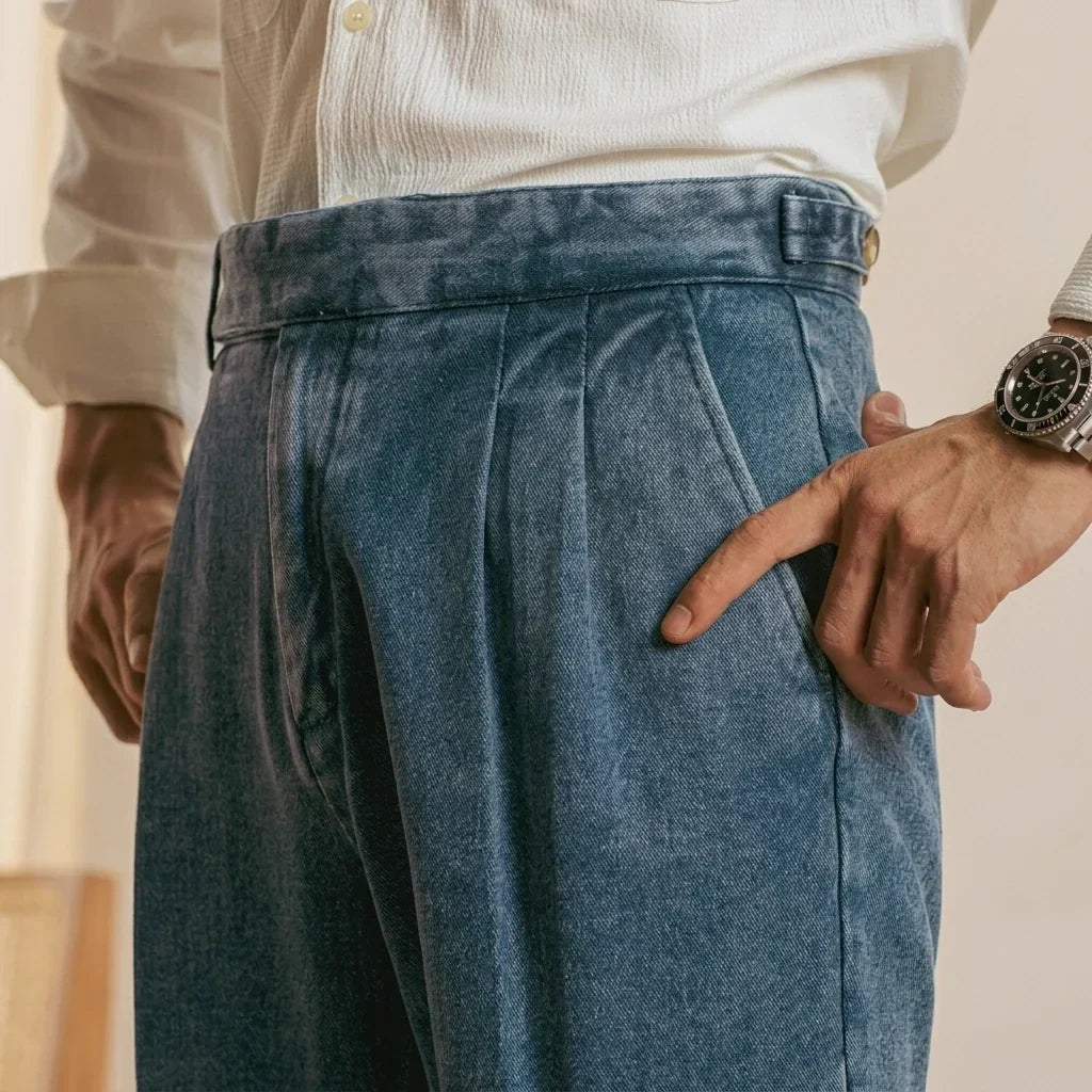 Organic Cotton Pleated Jeans