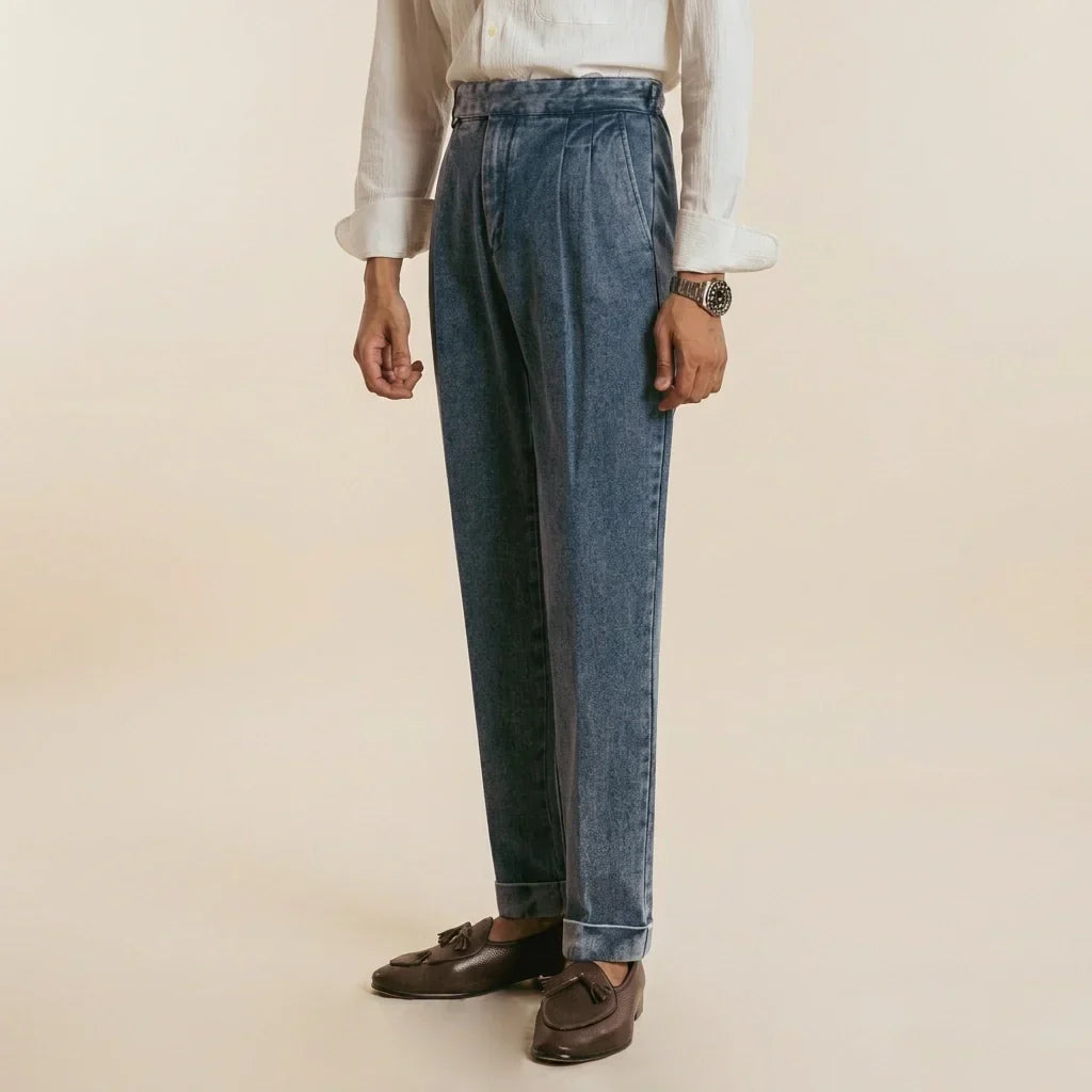 Organic Cotton Pleated Jeans