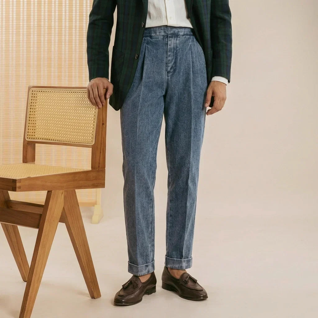 Organic Cotton Pleated Jeans