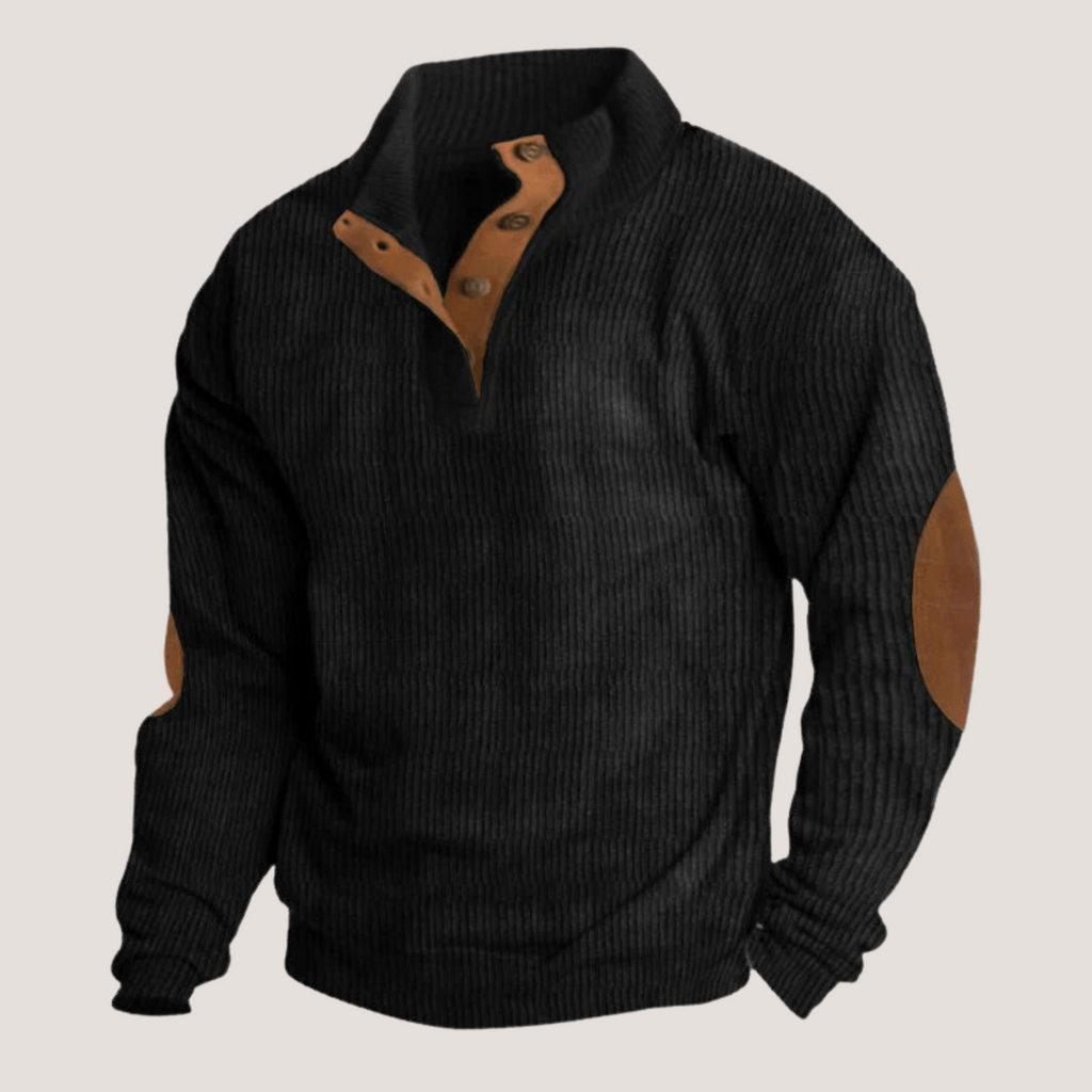 Ribbed Knit Elbow Patch Sweater