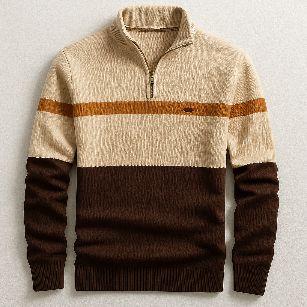 Striped Full-Zip Knit Cardigan