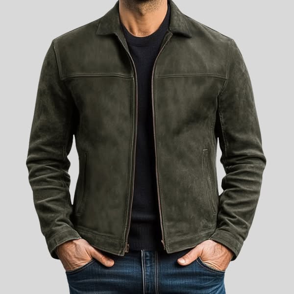 Slim-Fit Zip Biker Leather Jacket