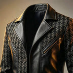 Houndstooth Leather Blazer