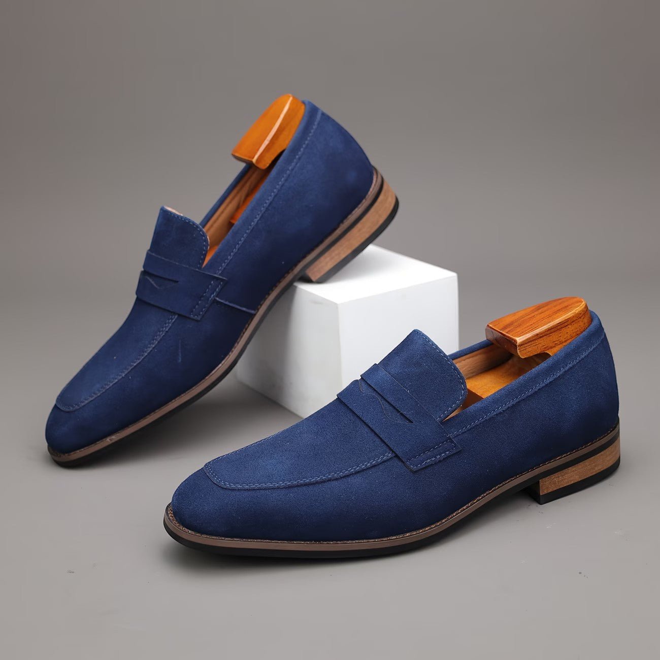 Suede Penny Loafers – Men's Slip-On Shoes - Secranzo