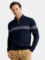 Striped Zip-Through Knit Sweater
