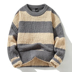 Wide Stripe Chunky Knit Crew Sweater